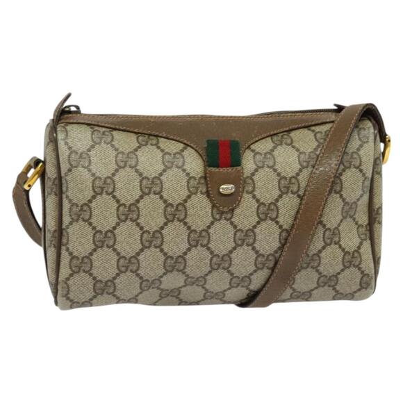 GUCCI GG Supreme Web Sherry Line Bag Pvc Beige Gold 89 02 018 - Picture 1 of 16